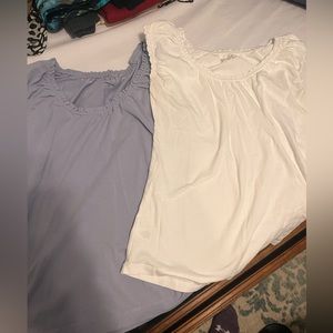 Ann Taylor Loft Size X small and XSPetite Cotton T shirts. White and periwinkle